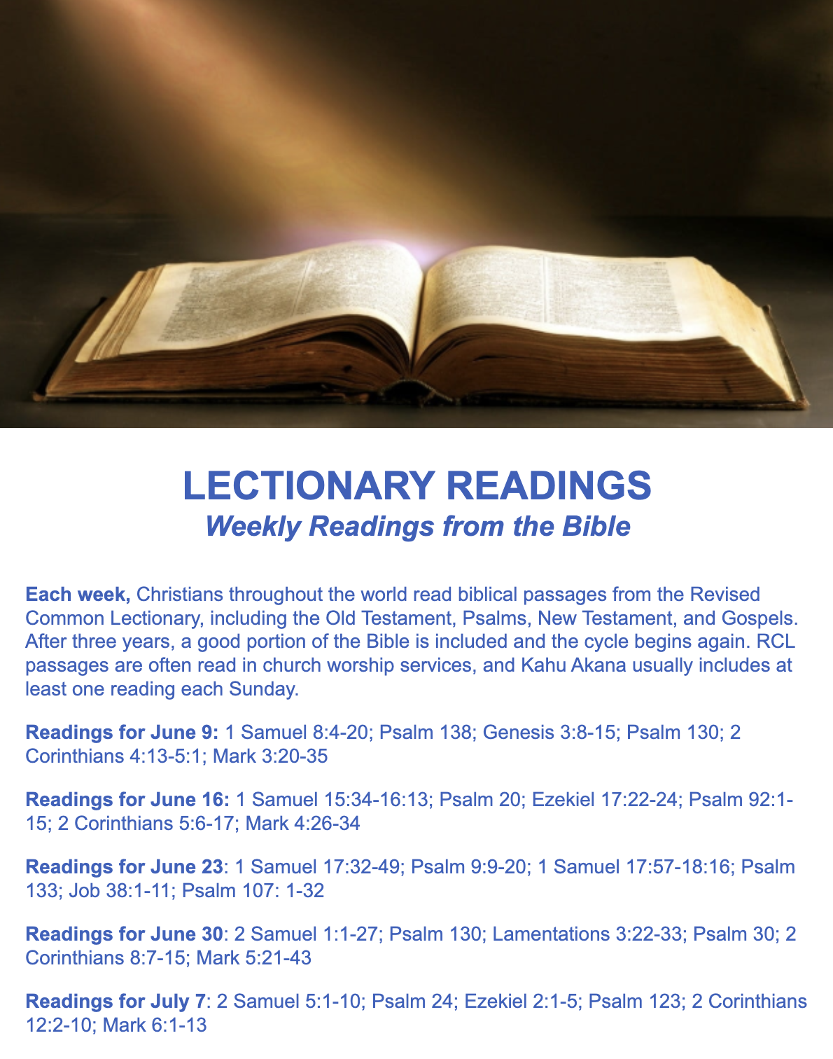 LECTIONARY READINGS